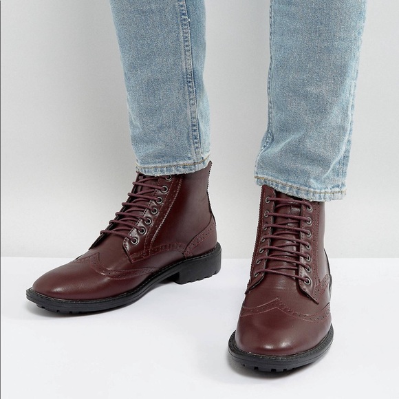 burgundy brogue boots